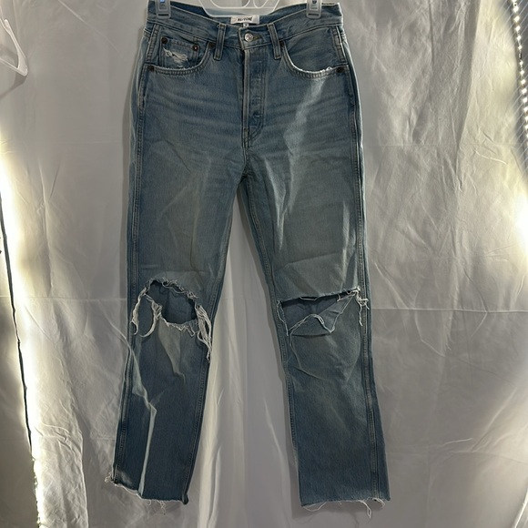 RE/DONE Originals 90s High Rise Loose in Breezy Indigo With Rips revolv - Picture 4 of 7